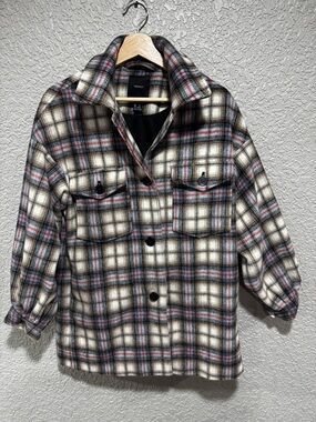 Forever 21 Plaid Jacket in Cream, Black & Red